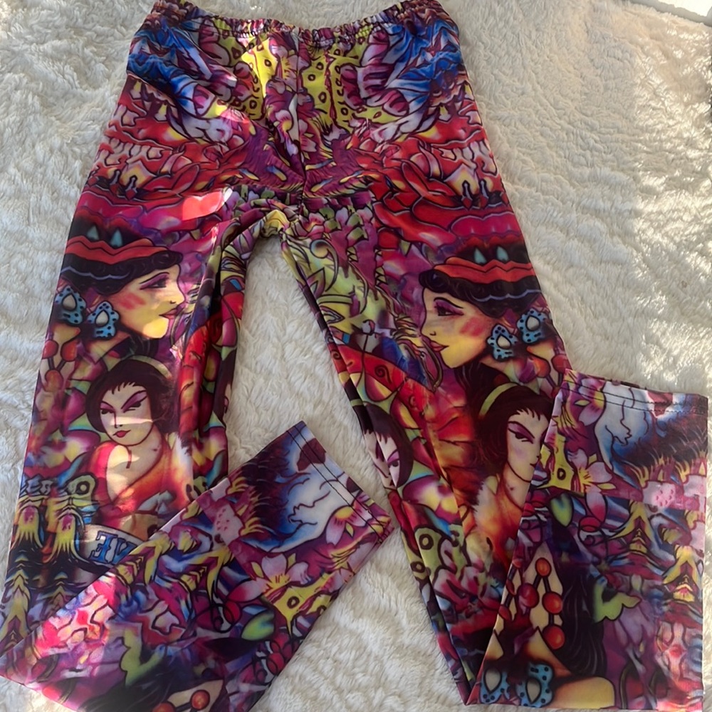 New, A Girl with Flowers Tattoo - Leggings Multicoloured One Size - Picture 5 of 5